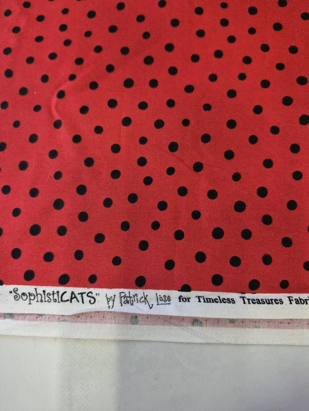 Sophisticats Timeless Treasures Red Black Polka Dot Fabric 25x44”